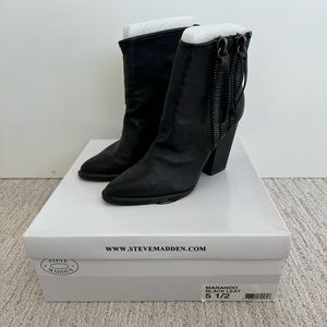 Steve Madden Black Leather Booties 5.5